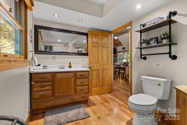 55 Kirkland Mountain Ln, Bryson City, NC 28713 - bathroom featuring vanity, wood finished floors, and recessed lighting