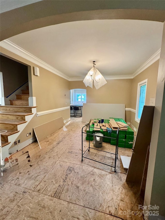 1802 Walden Pond Ln, Waxhaw, NC 28173 - playroom with ornamental molding and a chandelier