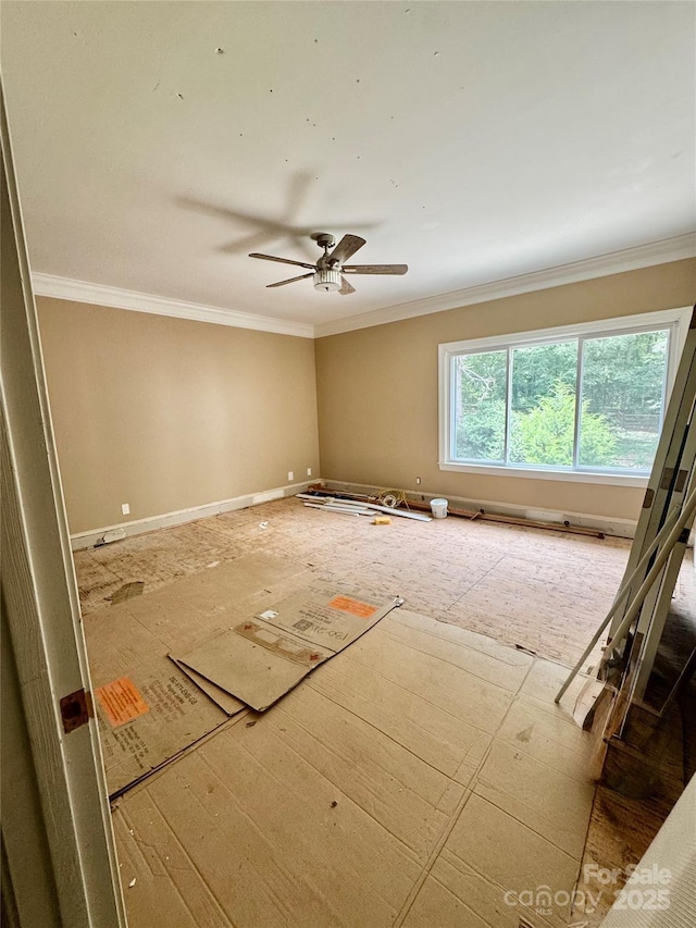 1802 Walden Pond Ln, Waxhaw, NC 28173 - empty room with crown molding and a ceiling fan