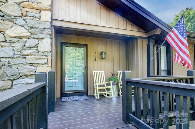 153 Country Ridge Rd, Laurel Park, NC 28739 - view of exterior entry featuring stone siding