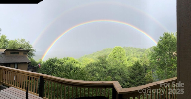 153 Country Ridge Rd, Laurel Park, NC 28739 - deck featuring a forest view