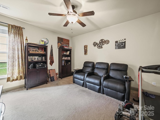 109 Dewfield Ln, Boiling Springs, SC 29316 - cinema room featuring carpet and a ceiling fan