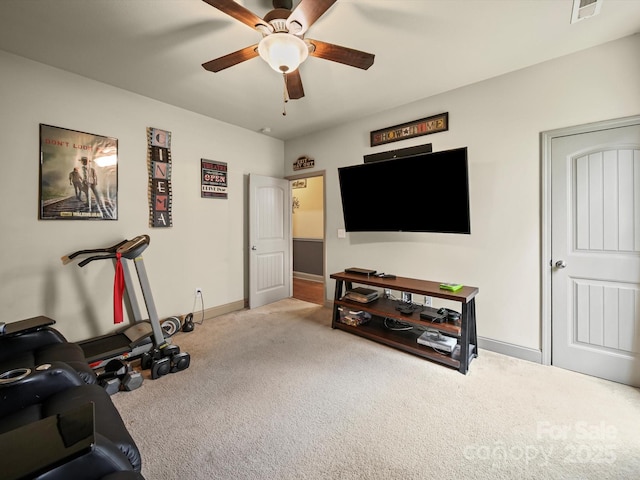 109 Dewfield Ln, Boiling Springs, SC 29316 - workout area featuring carpet floors and ceiling fan
