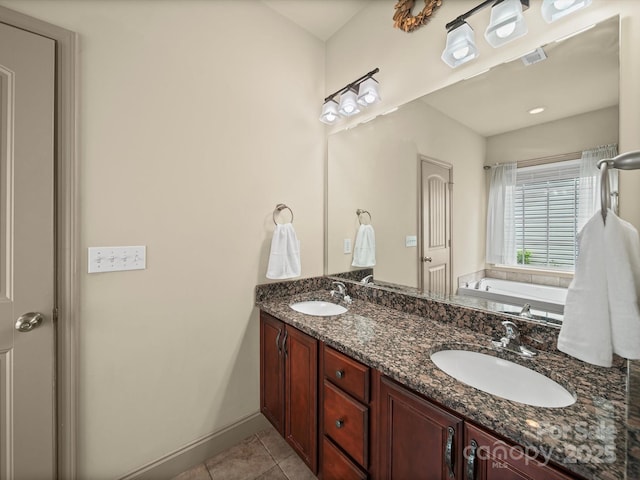 109 Dewfield Ln, Boiling Springs, SC 29316 - full bathroom with a garden tub, tile patterned flooring, and double vanity