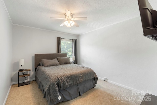 718 E Maple Ave, Gastonia, NC 28054 - bedroom featuring light colored carpet, crown molding, and ceiling fan