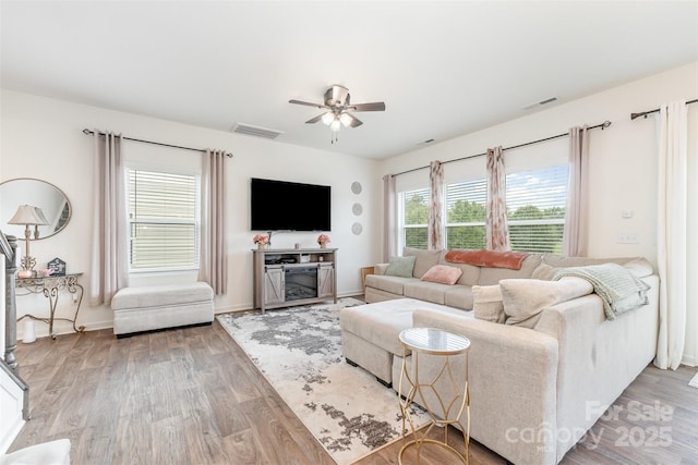 1111 Freeman View Dr, Albemarle, NC 28001 - living room with wood finished floors and ceiling fan