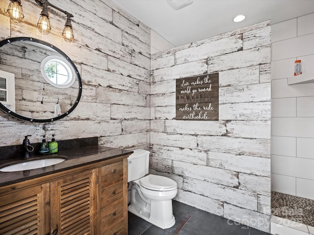 11624 Glenn Abbey Way, Charlotte, NC 28277 - full bathroom featuring vanity and wood walls