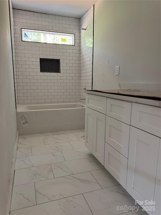617 Autumnlight Dr, Salisbury, NC 28147 - bathroom featuring marble finish floors, vanity, and shower / tub combination