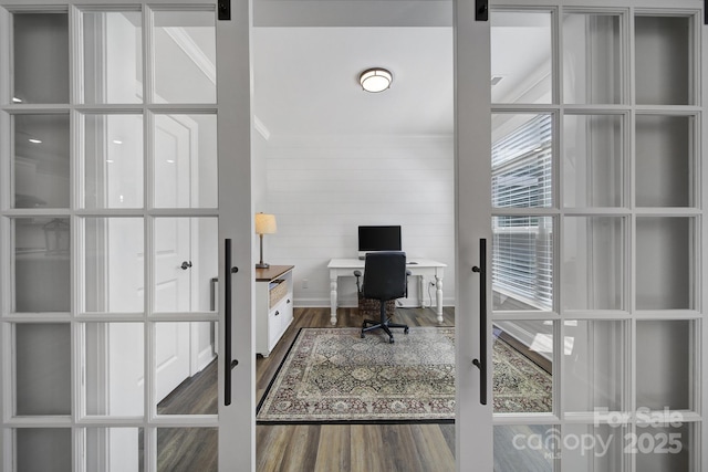 2019 Trailwood Dr, Matthews, NC 28104 - home office with wood finished floors and french doors