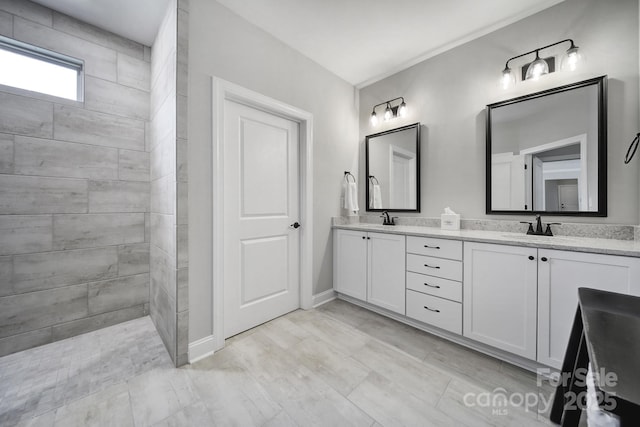 2019 Trailwood Dr, Matthews, NC 28104 - bathroom with double vanity and walk in shower