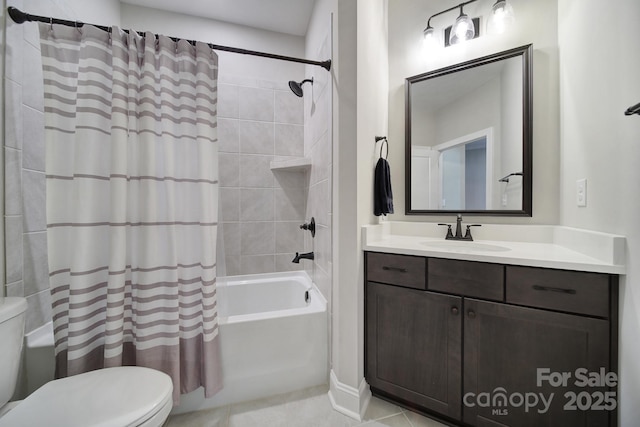 2019 Trailwood Dr, Matthews, NC 28104 - bathroom featuring shower / bath combo, vanity, and tile patterned flooring