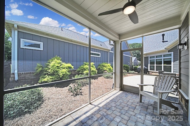 2019 Trailwood Dr, Matthews, NC 28104 - unfurnished sunroom with a ceiling fan