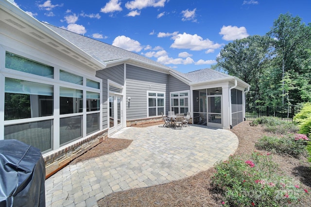 2019 Trailwood Dr, Matthews, NC 28104 - view of patio / terrace with a sunroom and a grill