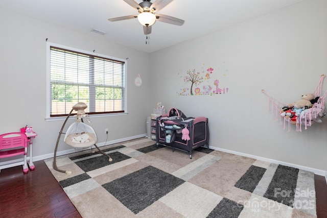 172 Roanoke Rd, Fletcher, NC 28732 - playroom featuring ceiling fan and wood finished floors