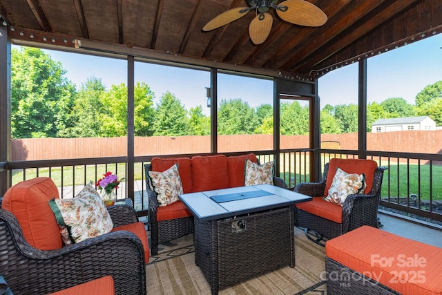172 Roanoke Rd, Fletcher, NC 28732 - sunroom / solarium with an outdoor hangout area, ceiling fan, plenty of natural light, and lofted ceiling