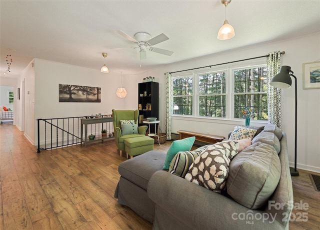 975 Buchanan Loop, Sylva, NC 28779 - living area with hardwood / wood-style flooring and ceiling fan