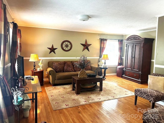 25 Norman Rd, Fletcher, NC 28732 - living area with ornamental molding, wood finished floors, and a textured ceiling
