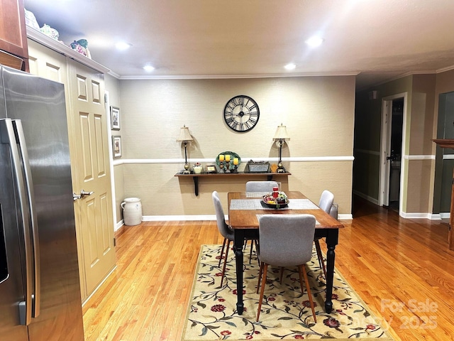 25 Norman Rd, Fletcher, NC 28732 - dining space with ornamental molding, light wood finished floors, and recessed lighting