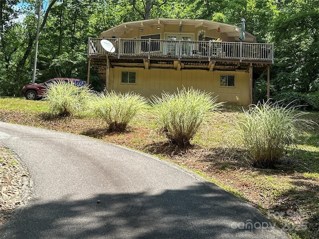 171 Windy Hill Dr, Franklin, NC 28734 - view of front facade with a wooden deck and stairs