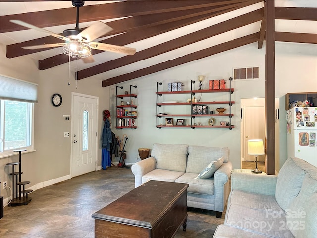 171 Windy Hill Dr, Franklin, NC 28734 - living area with a ceiling fan and baseboards