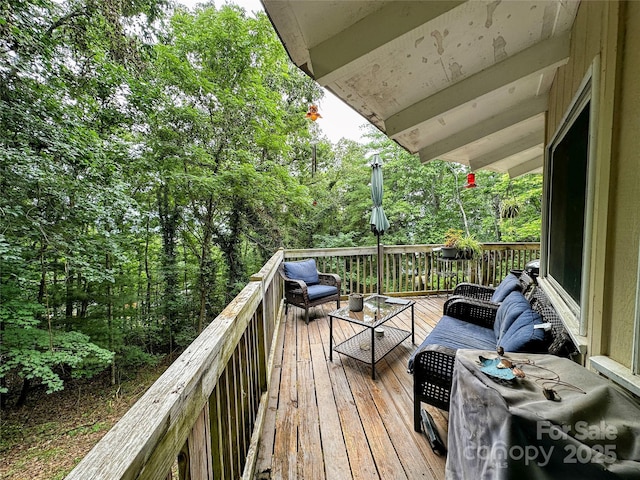 171 Windy Hill Dr, Franklin, NC 28734 - wooden terrace featuring an outdoor hangout area