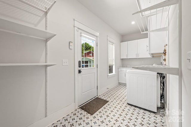 5305 Tarrywood Ln, Charlotte, NC 28205 - washroom with light flooring, cabinet space, and recessed lighting