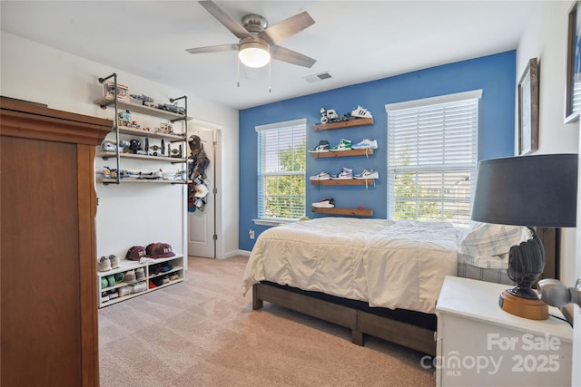 6029 Piscataway Ct, Rock Hill, SC 29732 - bedroom featuring light carpet and a ceiling fan