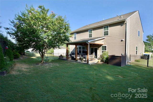 6029 Piscataway Ct, Rock Hill, SC 29732 - rear view of property featuring outdoor lounge area, a fenced backyard, and a patio