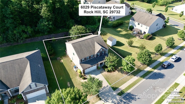 6029 Piscataway Ct, Rock Hill, SC 29732 - aerial view of residential area with property boundaries highlighted