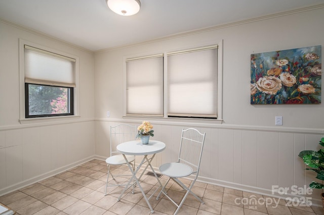 302 Planetree Dr, Belmont, NC 28012 - tiled dining area with a wainscoted wall and crown molding