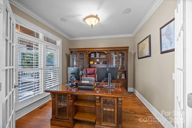 3211 Keady Mill Loop, Kannapolis, NC 28081 - office area featuring ornamental molding and wood finished floors