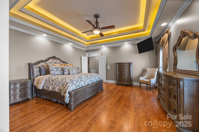 3211 Keady Mill Loop, Kannapolis, NC 28081 - bedroom with a raised ceiling, crown molding, and light wood-style flooring