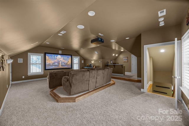 3211 Keady Mill Loop, Kannapolis, NC 28081 - cinema with carpet floors, lofted ceiling, and recessed lighting