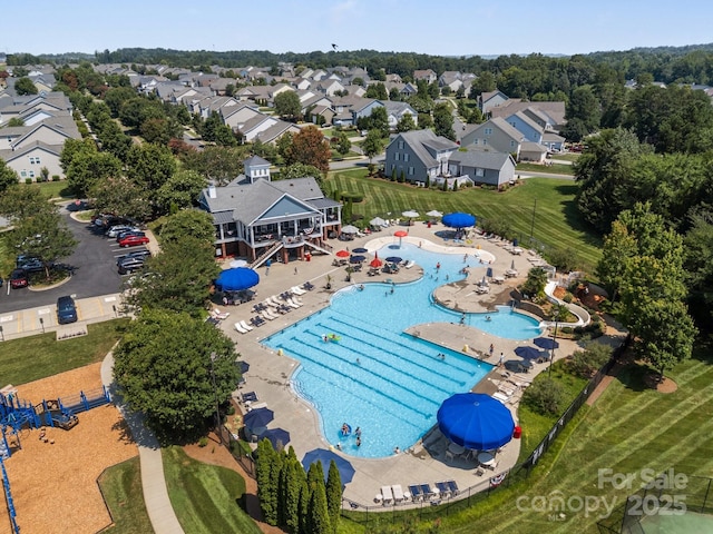 3211 Keady Mill Loop, Kannapolis, NC 28081 - aerial view of residential area featuring a pool
