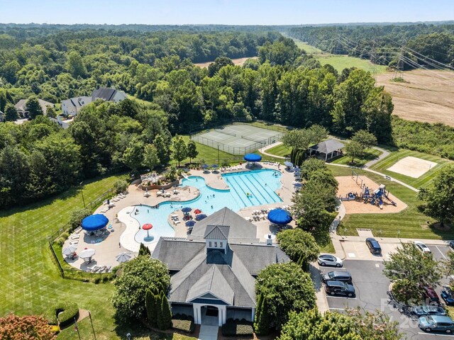 3211 Keady Mill Loop, Kannapolis, NC 28081 - aerial view of a pool area and a forest