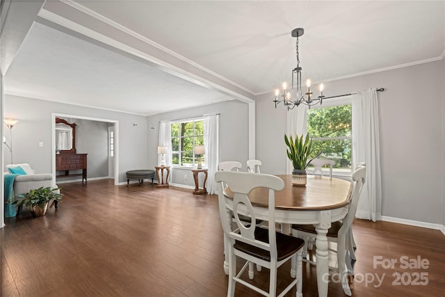 725 Plantation Rd, Lancaster, SC 29720 - dining room with a chandelier, crown molding, and dark wood finished floors