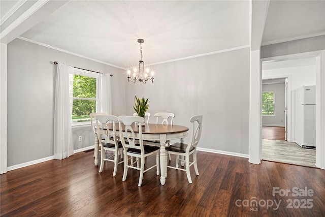 725 Plantation Rd, Lancaster, SC 29720 - dining room featuring a chandelier, healthy amount of natural light, wood finished floors, and ornamental molding