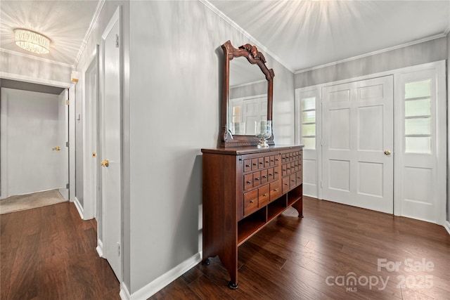 725 Plantation Rd, Lancaster, SC 29720 - foyer with dark wood finished floors and crown molding