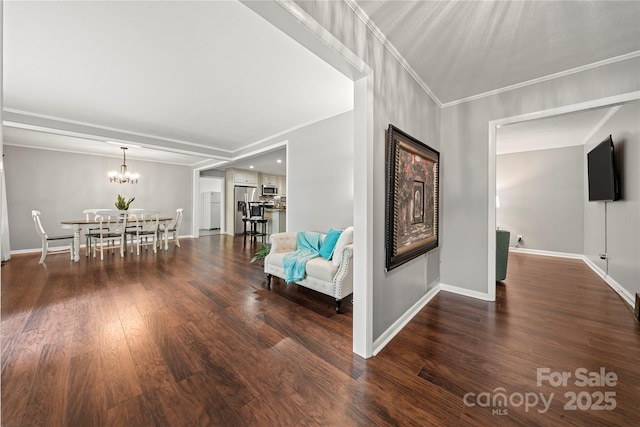725 Plantation Rd, Lancaster, SC 29720 - sitting room featuring ornamental molding, wood finished floors, and a chandelier