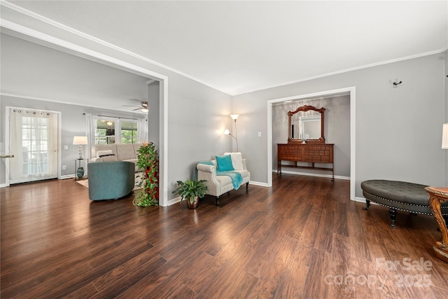 725 Plantation Rd, Lancaster, SC 29720 - sitting room featuring wood finished floors, a ceiling fan, and ornamental molding