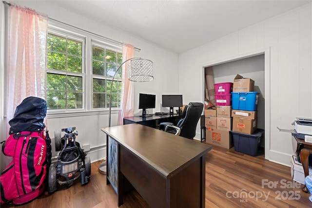 725 Plantation Rd, Lancaster, SC 29720 - office area with healthy amount of natural light and wood finished floors