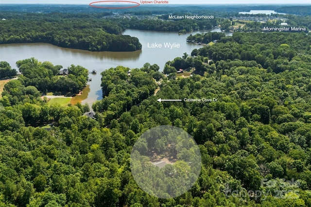 8333 Catawba Cove Dr, Belmont, NC 28012 - drone / aerial view of a heavily wooded area and a large body of water