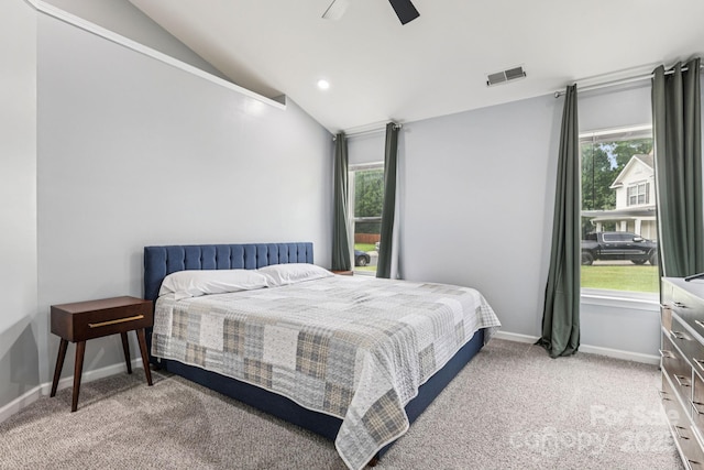 16009 Stuarts Draft Ct, Charlotte, NC 28278 - bedroom with lofted ceiling, carpet floors, and ceiling fan