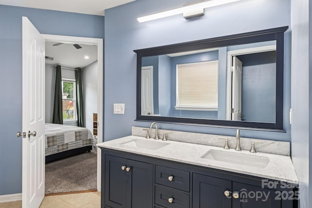 16009 Stuarts Draft Ct, Charlotte, NC 28278 - ensuite bathroom with double vanity and tile patterned flooring