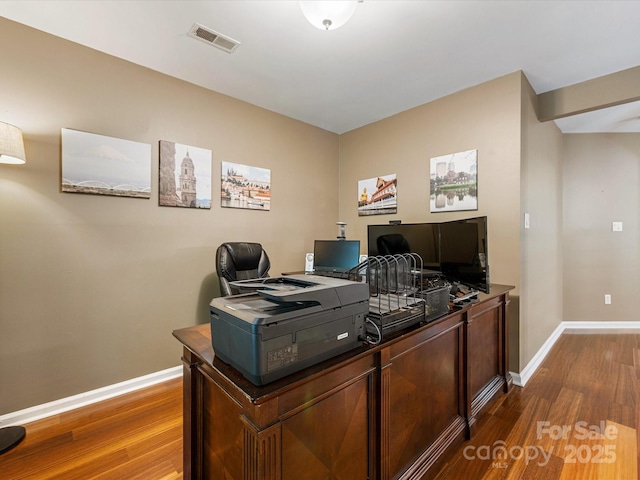 9237 N Vicksburg Park Ct, Charlotte, NC 28210 - home office with dark wood-style flooring and baseboards