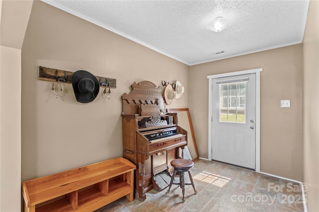 179 J And W Rd, Olin, NC 28660 - entrance foyer featuring a textured ceiling and light stone finish flooring