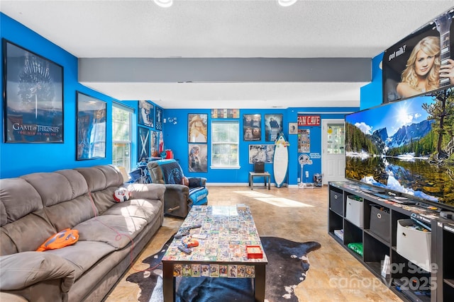 7410 Derby Meadows Ct, Charlotte, NC 28216 - living room with a textured ceiling