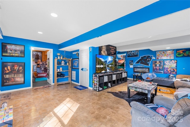7410 Derby Meadows Ct, Charlotte, NC 28216 - living room with recessed lighting and baseboards