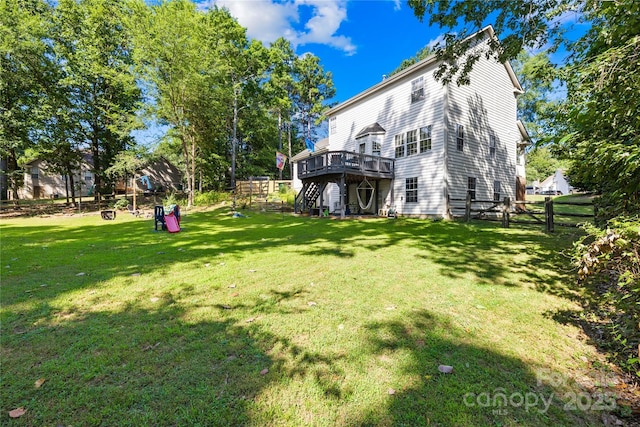 7410 Derby Meadows Ct, Charlotte, NC 28216 - view of yard featuring a wooden deck and stairs