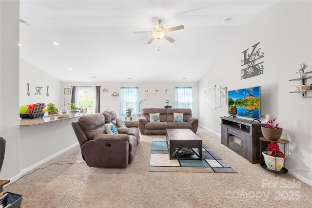226 Caley St, Kings Mountain, NC 28086 - living area with carpet floors, ceiling fan, healthy amount of natural light, and recessed lighting